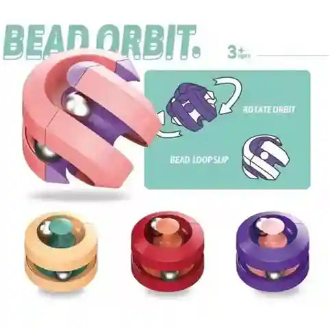 Colorful 'Bead Orbit' toy set with packaging on a white background