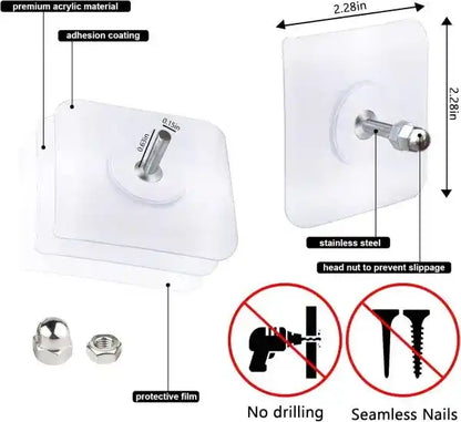 20pcs Self-Adhesive Wall Screws and Hooks for Easy Heavy-Duty Hanging