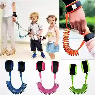 Children's anti-lost rope with wrist band and multiple color options.