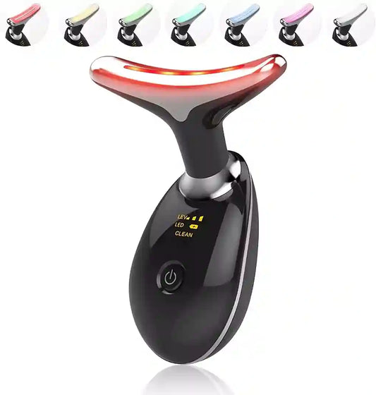 Black handheld device with LED indicators on a white background