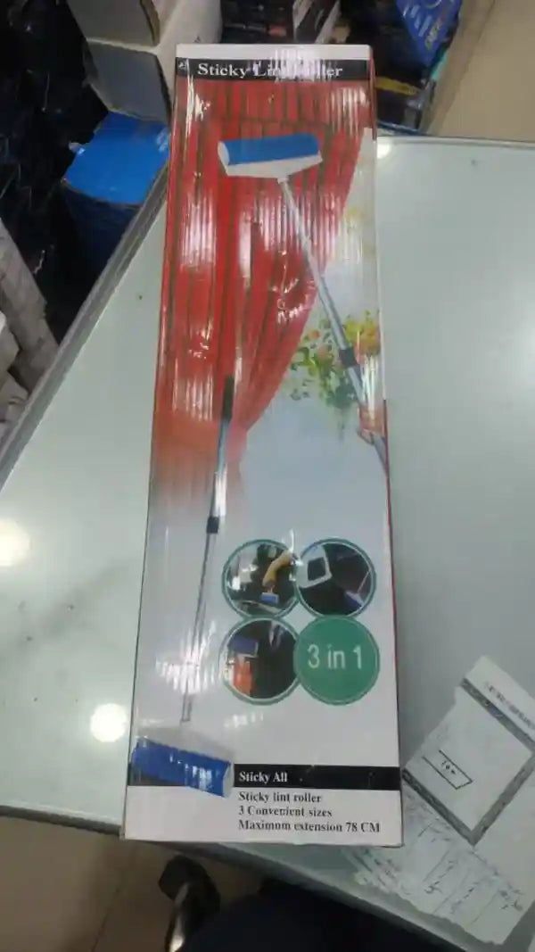 Sticky roller with packaging on a table