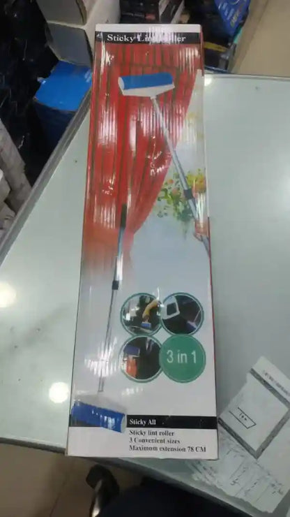 Sticky roller with packaging on a table