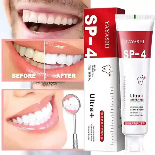 YAYASHI SP-4 toothpaste with before and after effects on teeth