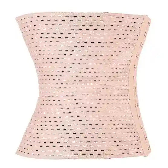 Pink waist trainer with a subtle pattern on a white background