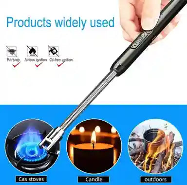 Black lighter with flame illustration on a blue background