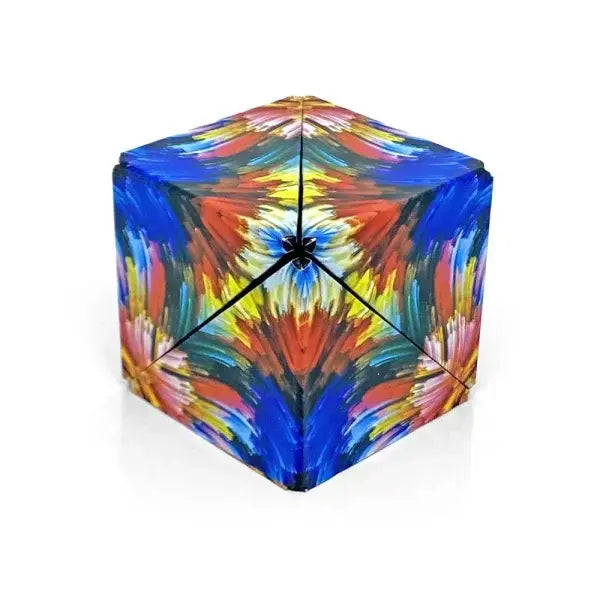 Colorful tie-dye umbrella on a white background