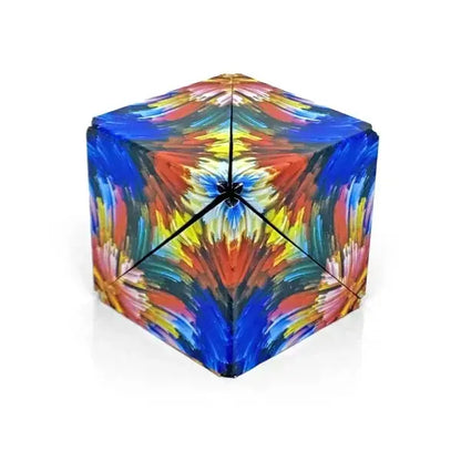 Colorful tie-dye umbrella on a white background