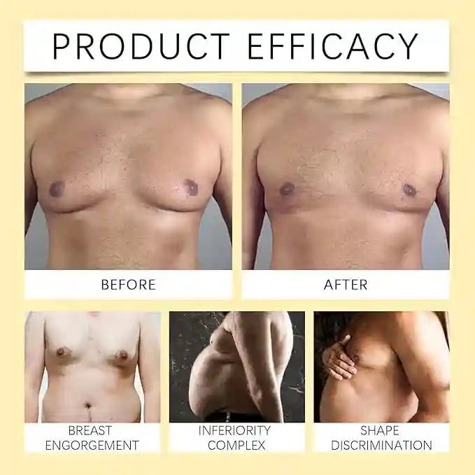 Product efficacy comparison before and after using a breast enhancement product.