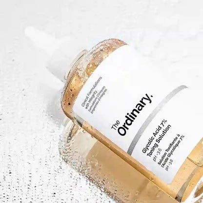 Bottle of 'The Ordinary' Glycolic Acid 7% Toning Solution on a white background
