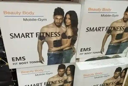 Promotional materials for 'Smart Fitness' with images of people and text on a white background.