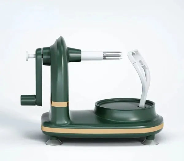Green apple peeler on a white background