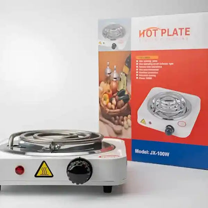Hot plate with packaging on a white background