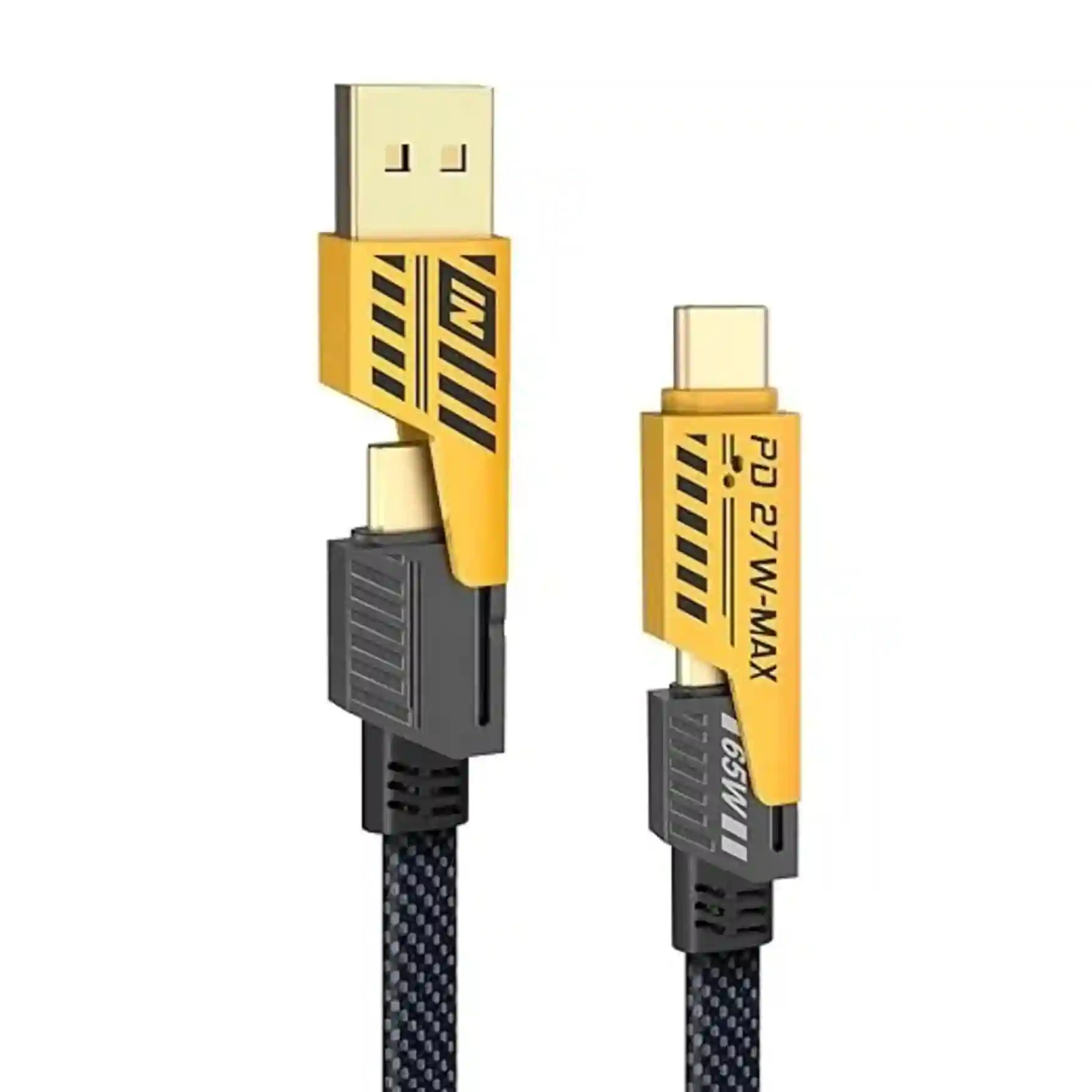 Two USB cables with gold connectors on a white background