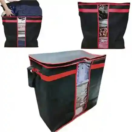 Pack of 3 Black Storage Blanket Bags – Foldable Wardrobe Organizer