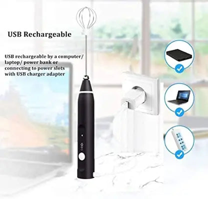 Rechargeable Electric Coffee Mixer and Egg Beater with Quick Frothing Action