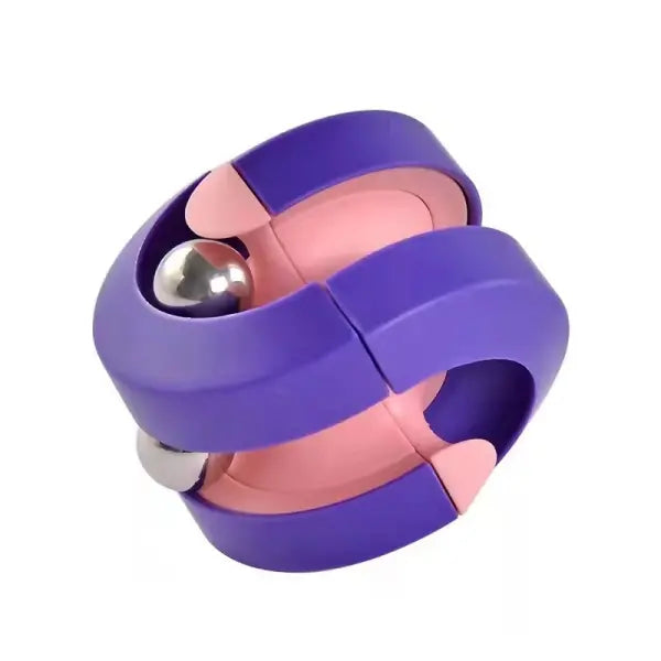 Purple and pink device with a silver ball on a white background