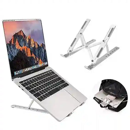Laptop with a stand, showing different angles on a white background