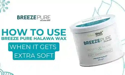 Breeze Pure Halawa Wax container with instructions on how to use it on a white background