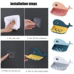 Step-by-step installation guide with cartoon whale illustrations