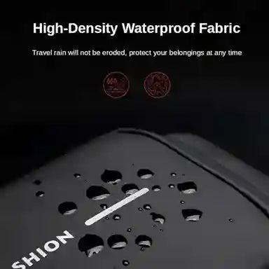 High-density waterproof fabric with water droplets on a dark background
