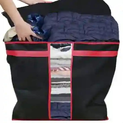 Pack of 3 Black Storage Blanket Bags – Foldable Wardrobe Organizer