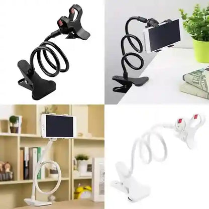 Collage of phone holders in different styles and colors on a white background.