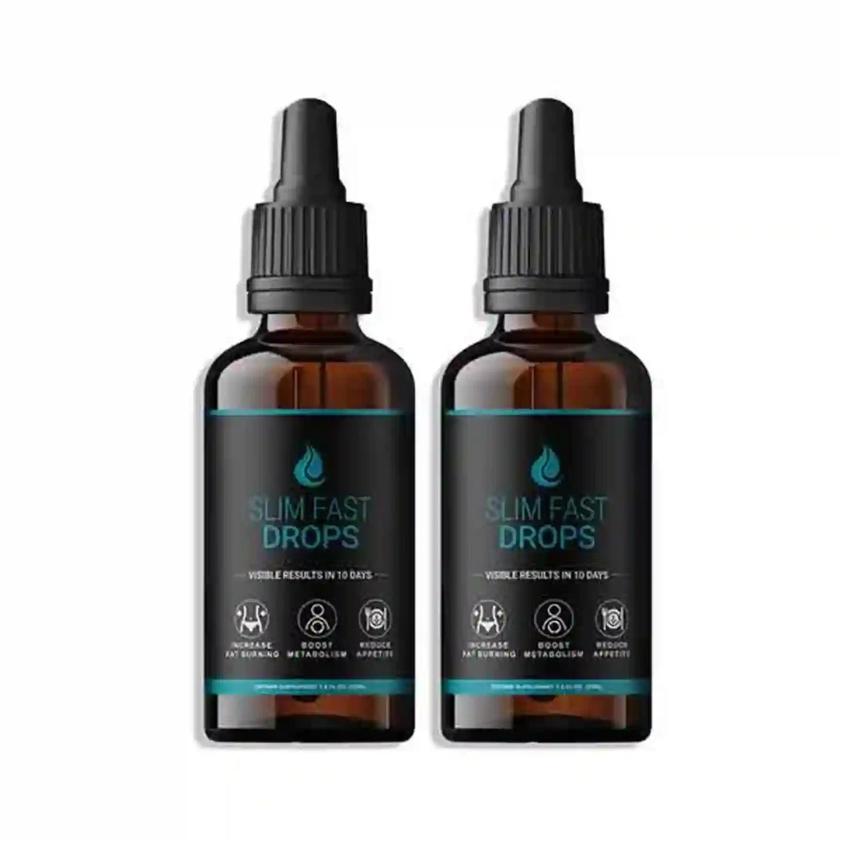 Two bottles of Slim Fast Drops on a white background