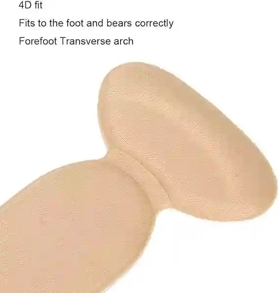 Beige foot-shaped object with text on a white background
