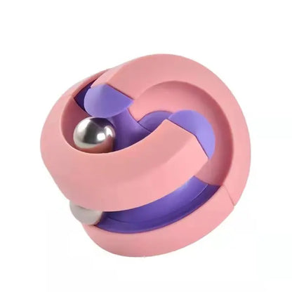 Pink and purple interlocking fidget spinner on a white background
