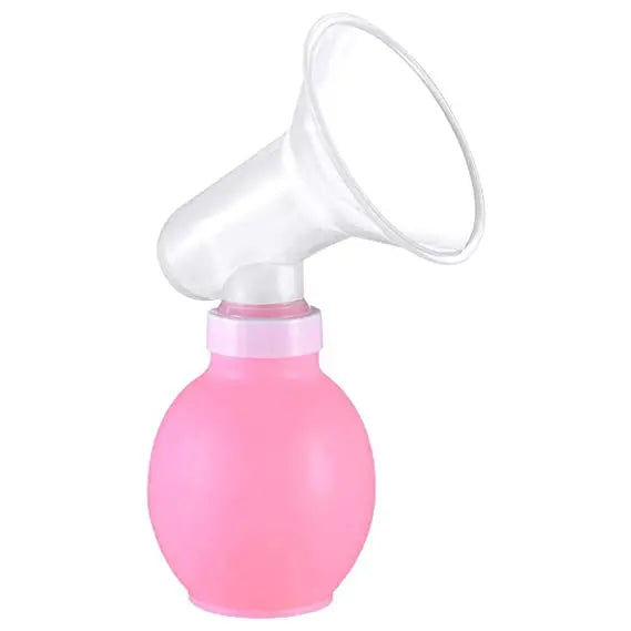 Pink breast pump on a white background