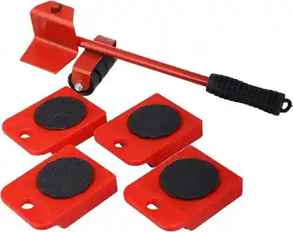 Red tool with four black pads on a white background