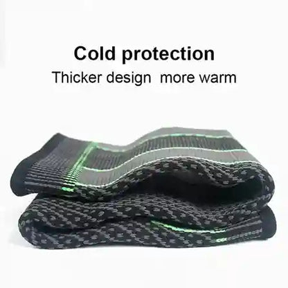 Folded thermal sock with text 'Cold protection, thicker design, more warm' on a white background