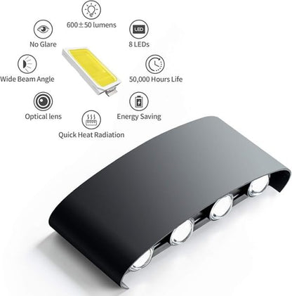 8-Side Outdoor Waterproof LED Wall Light – 8W Aluminium IP65 Lamp