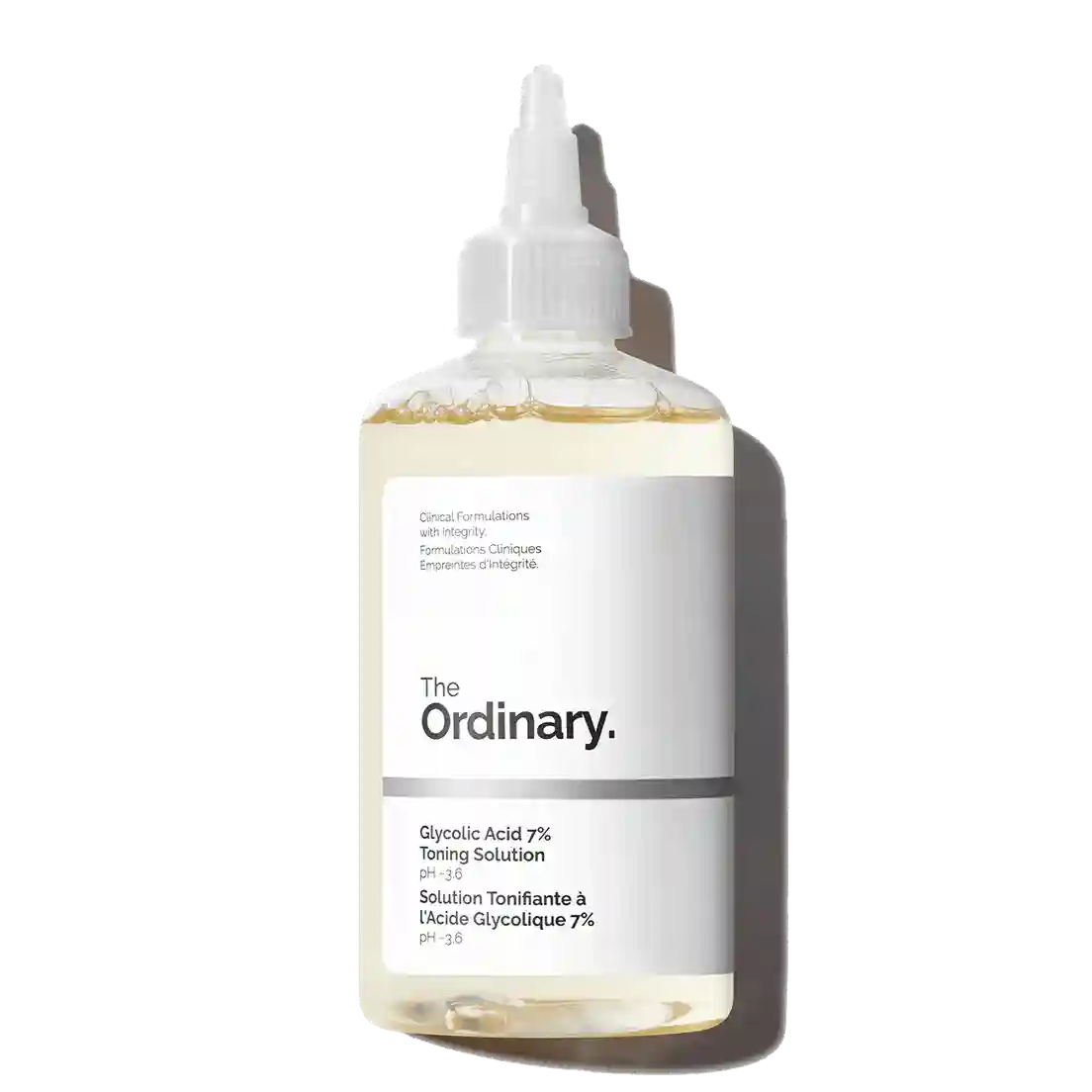 Bottle of 'The Ordinary' Glycolic Acid 7% Toning Solution on a white background
