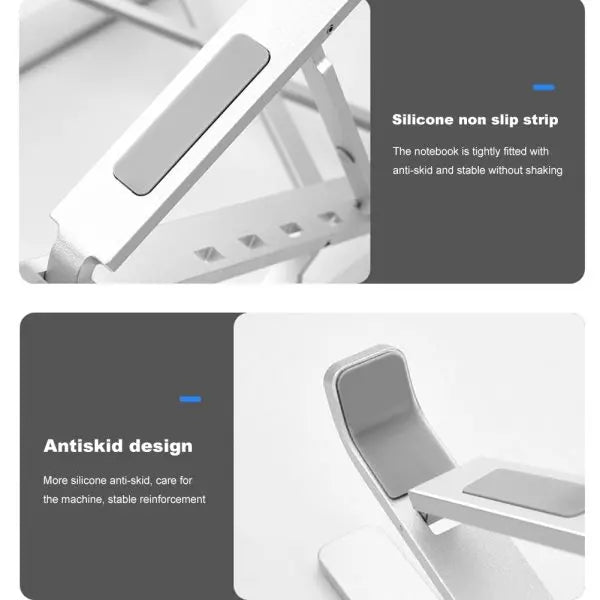 Product with silicone non-slip strip and antiskid design features on a white background