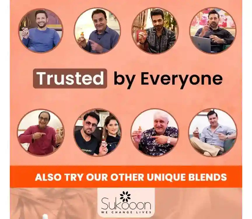 Promotional graphic with multiple people and text 'Trusted by Everyone' on a peach background, featuring the Sukooon brand.
