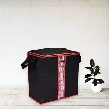 Pack of 3 Black Storage Blanket Bags – Foldable Wardrobe Organizer