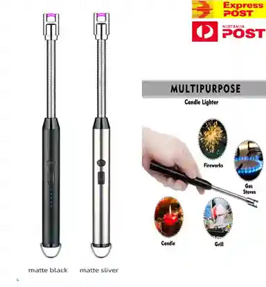 Multifunctional lighter with black and silver finishes, Express Post logo, and uses illustration.