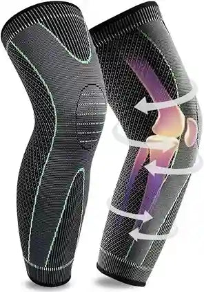 Pair of black knee sleeves with a transparent overlay showing knee structure.