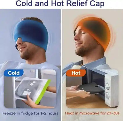 Cold and hot relief cap with instructions to freeze in fridge or heat in microwave.