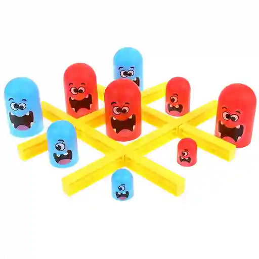 Colorful toy with red and blue characters on a yellow base