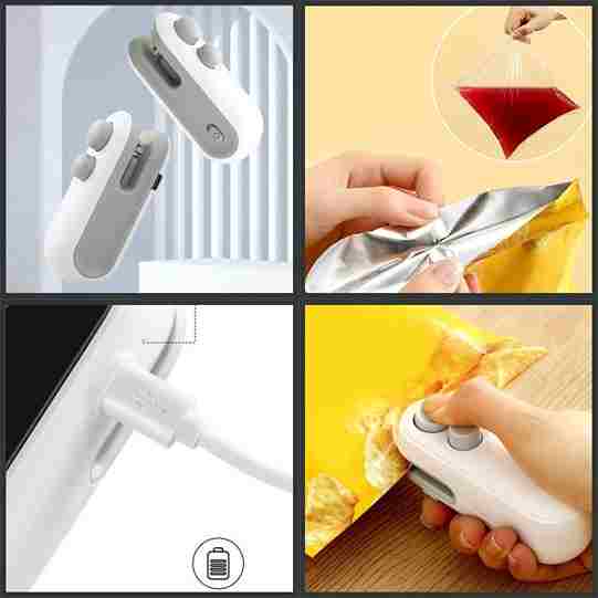 Collage of a white kitchen tool being used on various items.