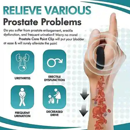 Advertisement for a prostate care product with text and illustrations on a white background