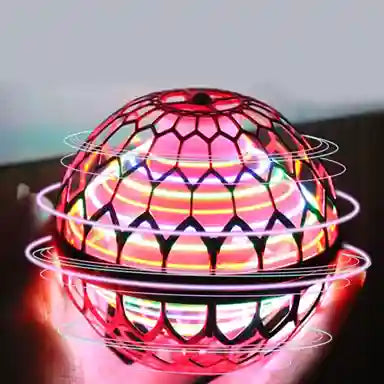 Colorful glowing sphere with geometric design on a dark surface