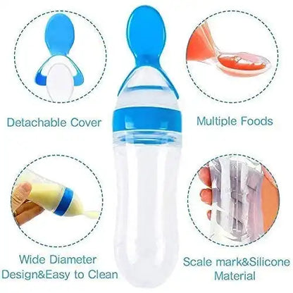 Baby food feeder with detachable cover and wide diameter design on a white background