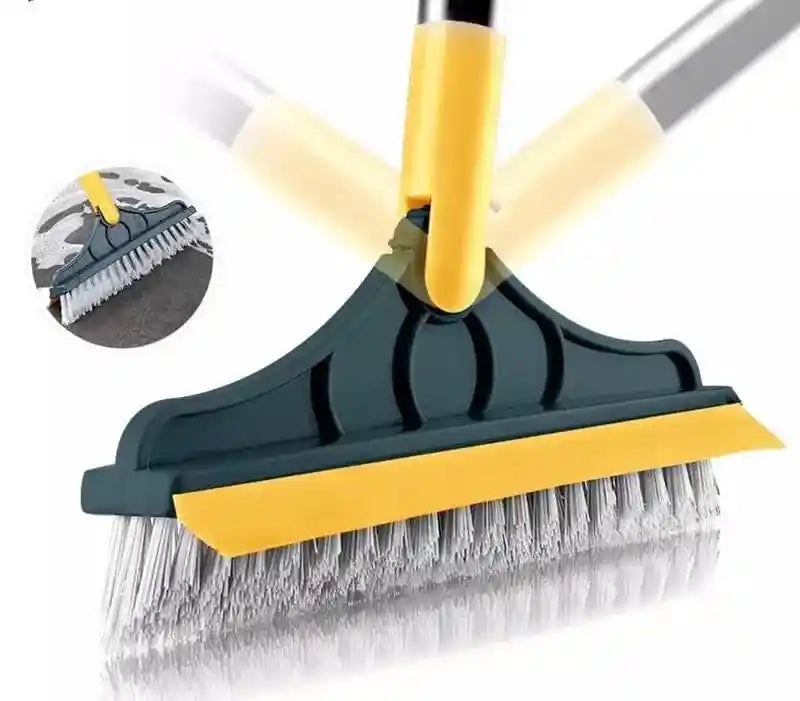 Cleaning brush with scrubber head and squeegee on a white background