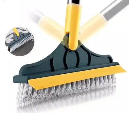 Cleaning brush with scrubber head and squeegee on a white background