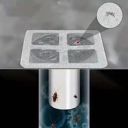 Insect trap with a close-up of pests on a gray background