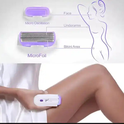 Hair removal device with illustration of usage on body parts