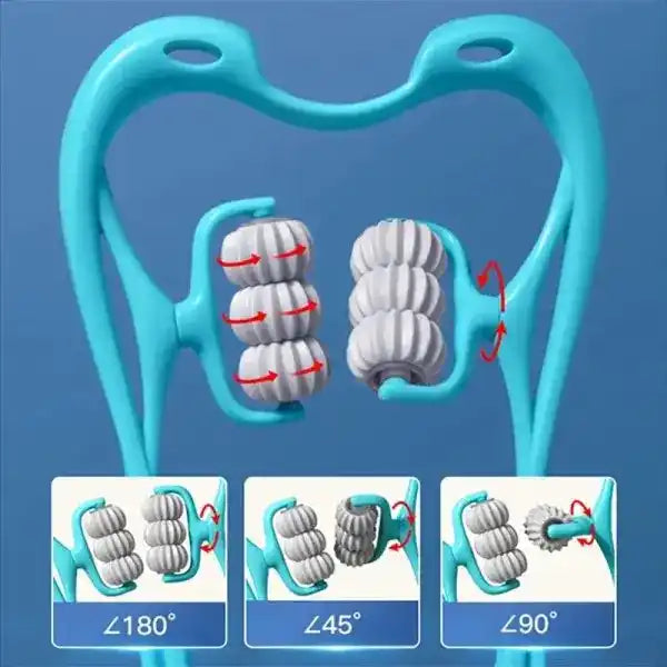 Teal dental tool with white and gray components on a blue background